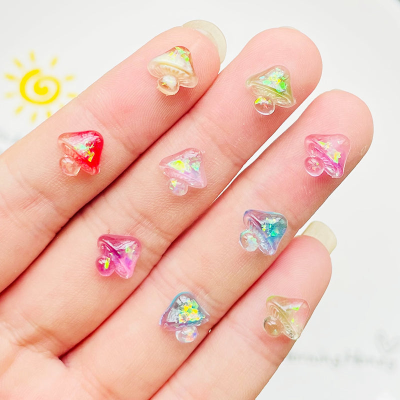 Mini Resin Mushrooms Flat Back Stone Figurines DIY Wedding Scrap