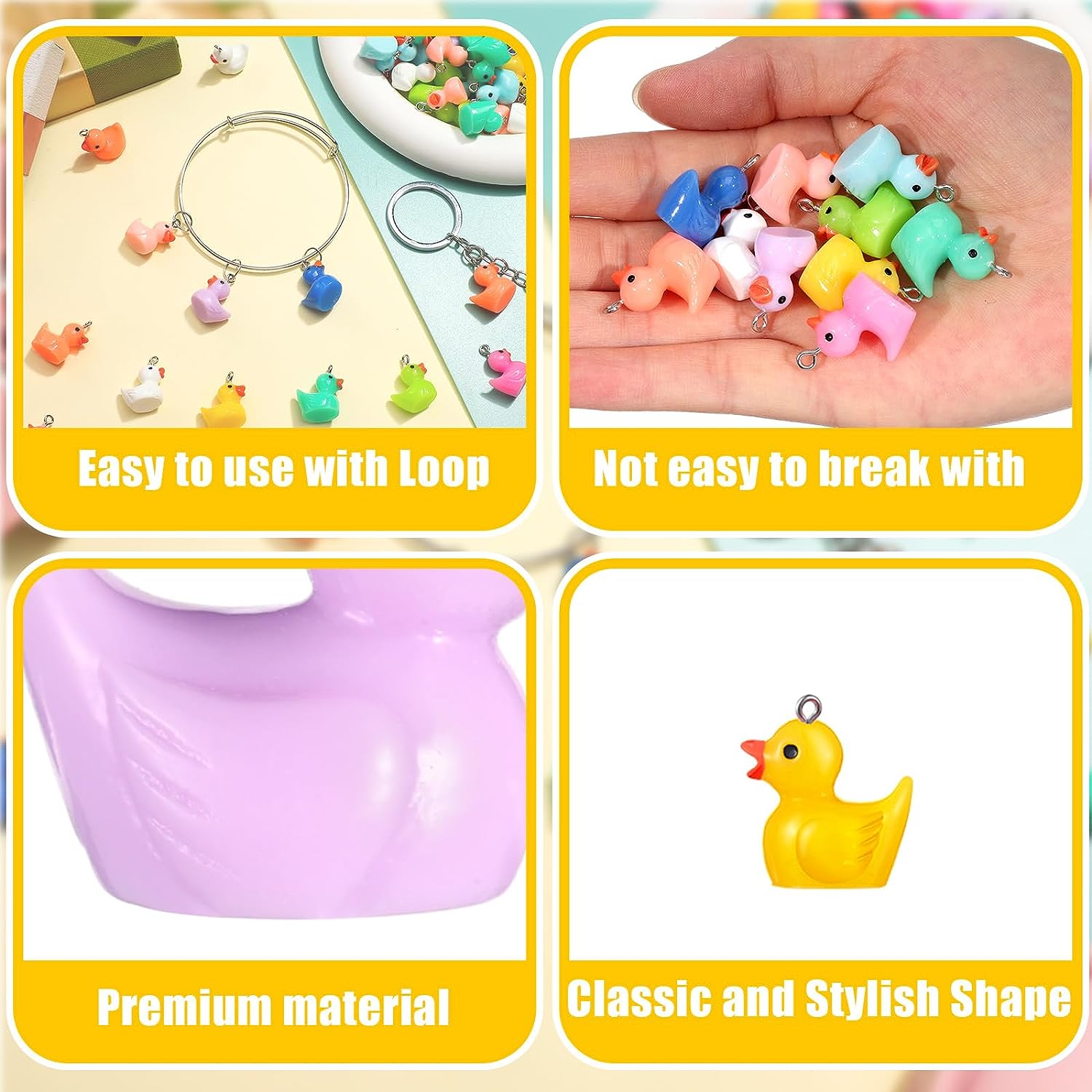 Resin Duck Charms Pendants for DIY Jewelry Making