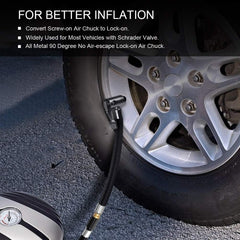 Tire Inflation Hose Adapter with Metal Locking Air Chuck