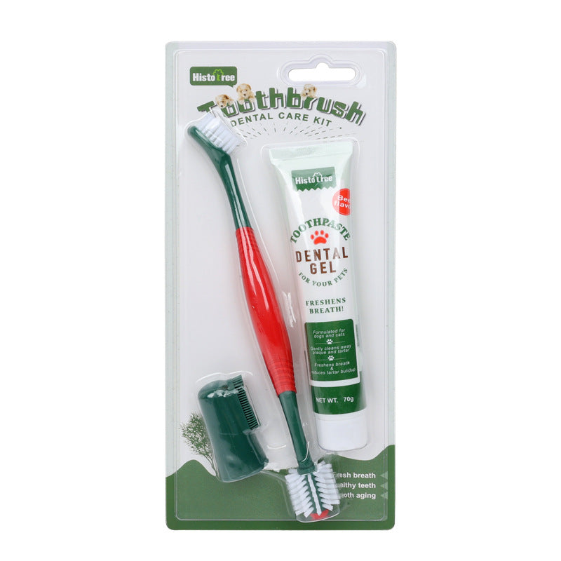 1pc Beef Flavored Pet Toothpaste And Toothbrush Set for Cat & Dog Dental Care