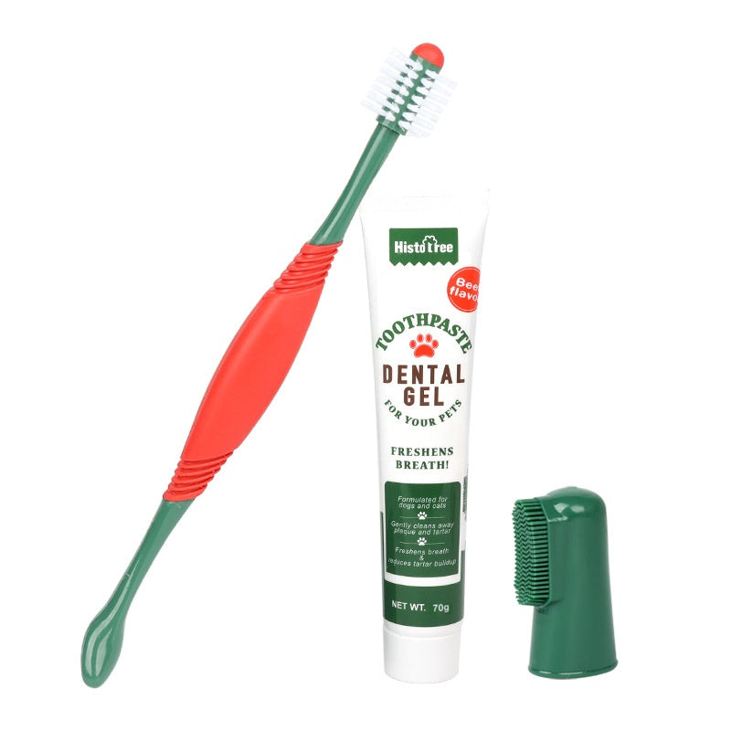 1pc Beef Flavored Pet Toothpaste And Toothbrush Set for Cat & Dog Dental Care