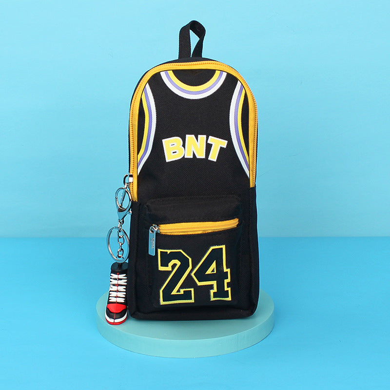 Basketball Star Backpack Pencil Case Large Storage Canvas Stationery Bag