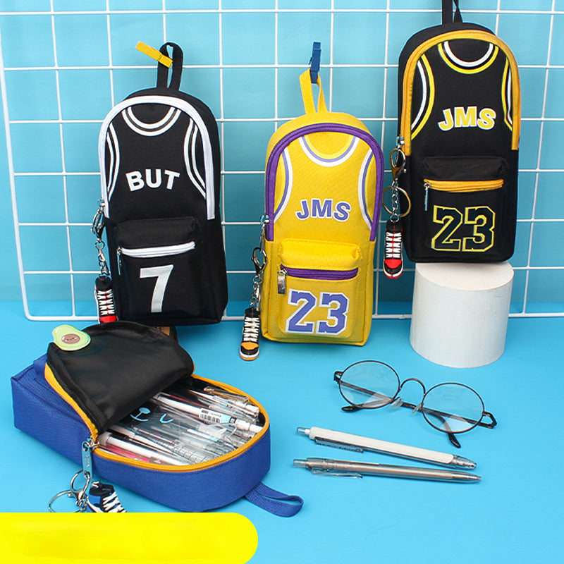 Basketball Star Backpack Pencil Case Large Storage Canvas Stationery Bag