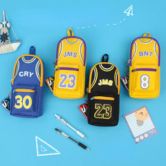 Basketball Star Backpack Pencil Case Large Storage Canvas Stationery Bag
