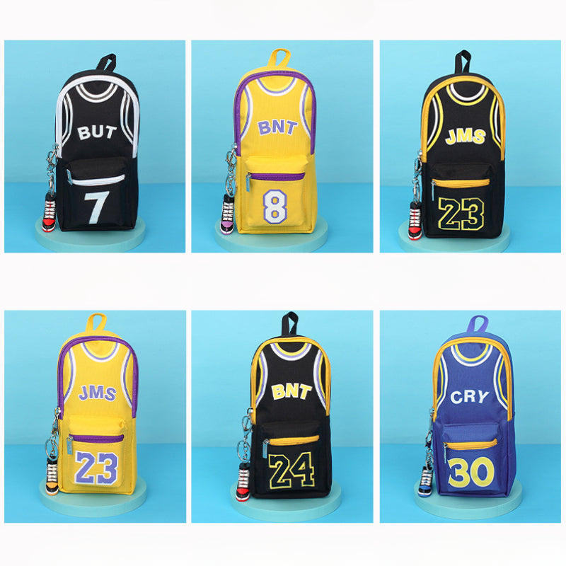 Basketball Star Backpack Pencil Case Large Storage Canvas Stationery Bag