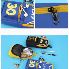 Basketball Star Backpack Pencil Case Large Storage Canvas Stationery Bag