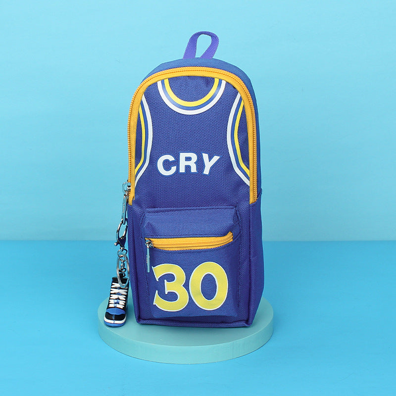 Basketball Star Backpack Pencil Case Large Storage Canvas Stationery Bag