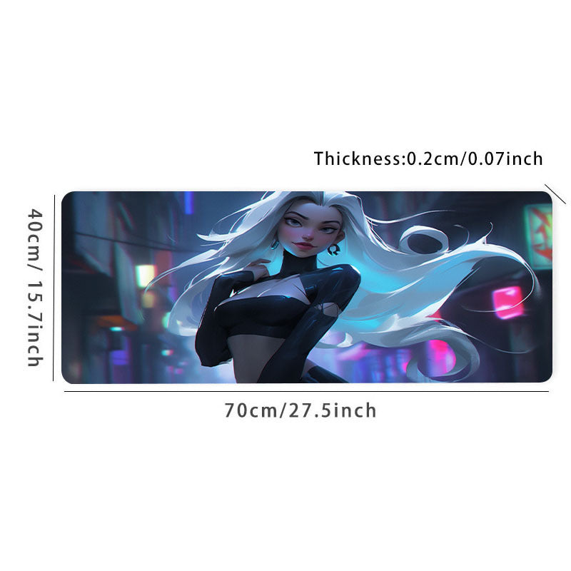 Tech Girl Gaming Mousepad HD Keyboard Pad Natural Rubber Office Mouse Pad