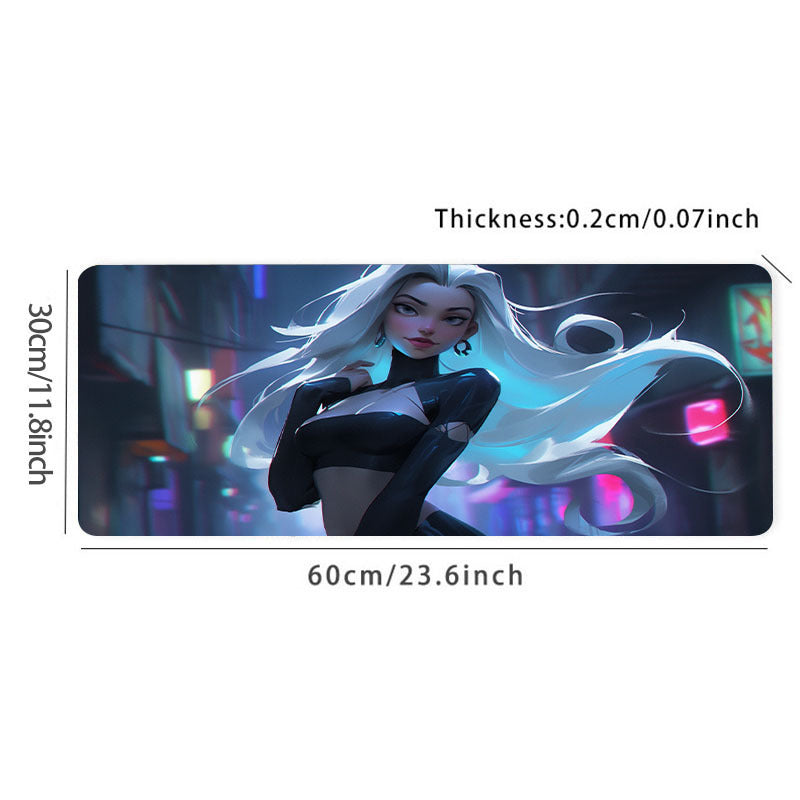 Tech Girl Gaming Mousepad HD Keyboard Pad Natural Rubber Office Mouse Pad