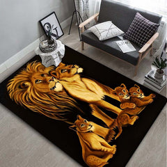 Animal Lion Family Print Area Rug Non-slip Floor Mat