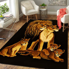 Animal Lion Family Print Area Rug Non-slip Floor Mat