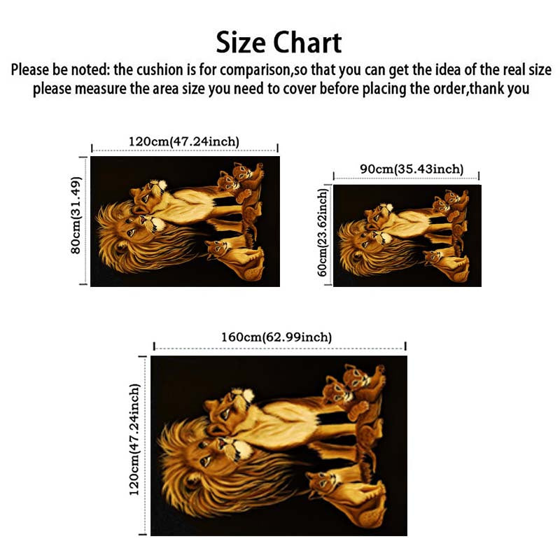 Animal Lion Family Print Area Rug Non-slip Floor Mat