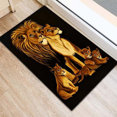Animal Lion Family Print Area Rug Non-slip Floor Mat