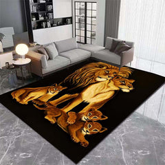 Animal Lion Family Print Area Rug Non-slip Floor Mat
