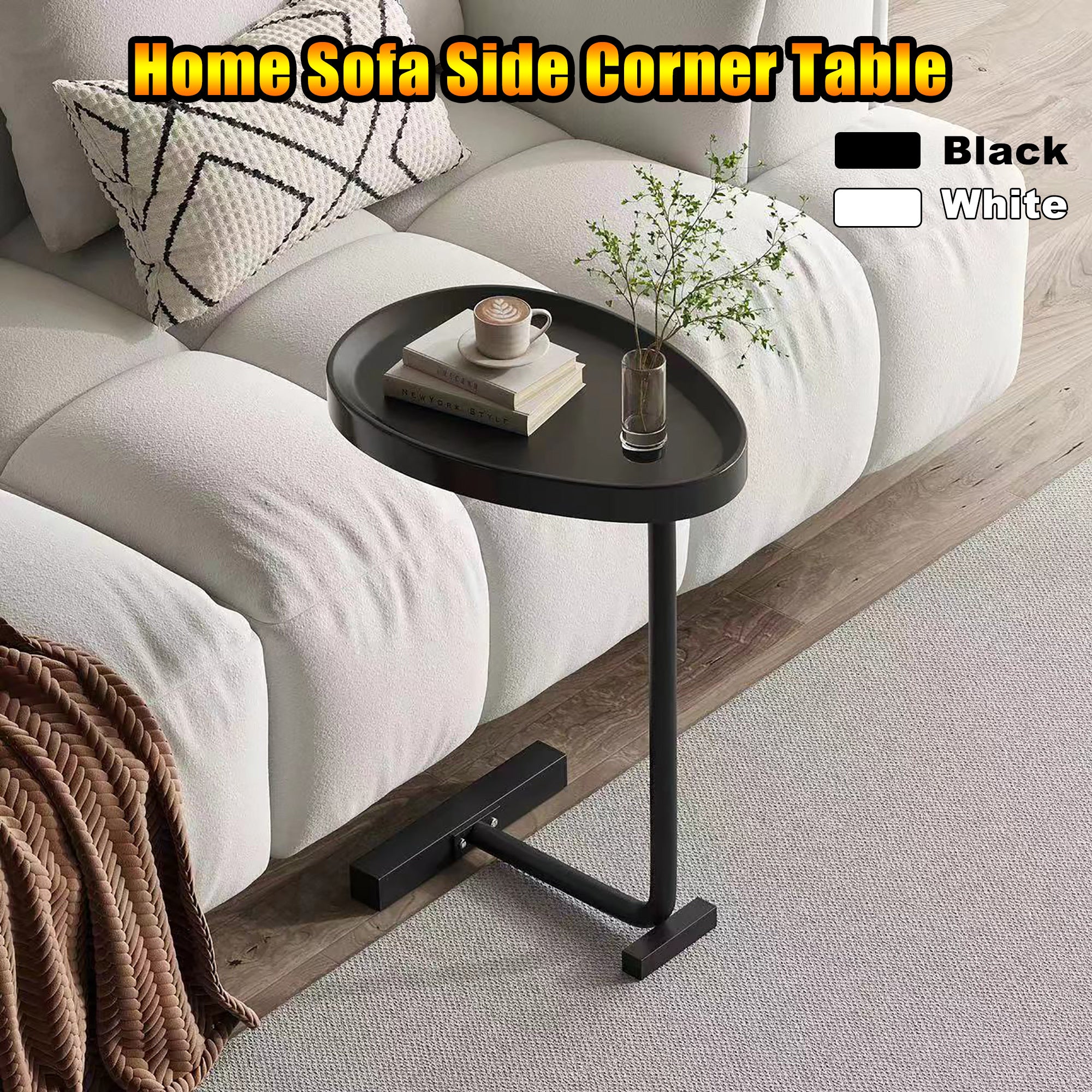 1pc Golden Side Table Coffee Table C Shaped End Table For Couch Sofa