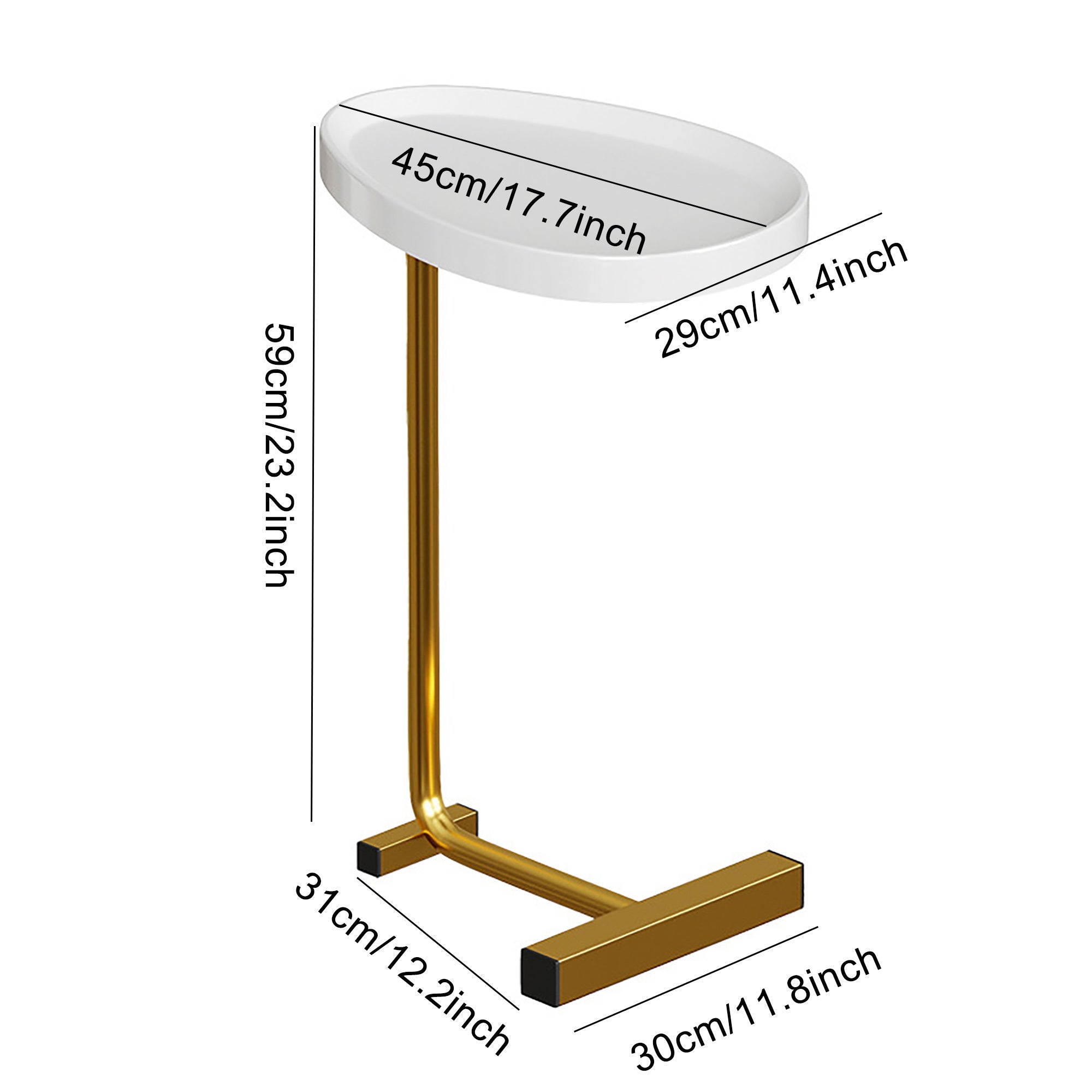 1pc Golden Side Table Coffee Table C Shaped End Table For Couch Sofa