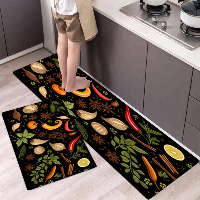 1pc Kitchen Area Rug Seasoning Star Anise Garlic Pepper Pattern Carpet