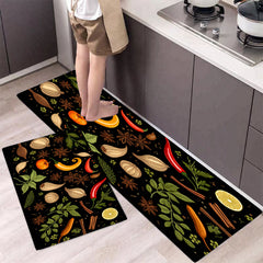 1pc Kitchen Area Rug Seasoning Star Anise Garlic Pepper Pattern Carpet