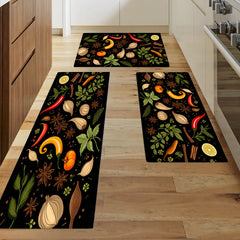 1pc Kitchen Area Rug Seasoning Star Anise Garlic Pepper Pattern Carpet