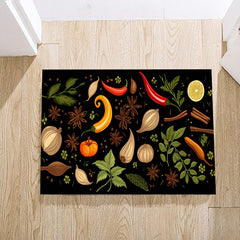 1pc Kitchen Area Rug Seasoning Star Anise Garlic Pepper Pattern Carpet