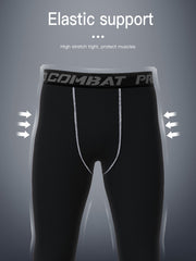 Men's Solid Sports Leggings High Stretch Breathable Compression Pants