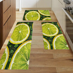 Flannel Kitchen Runner Rug Lemon Strip Carpet Non Slip Mat