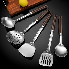 Stainless Steel Kitchenware Ladle Spatula Set with Wooden Handle