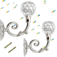 2pcs Clear Crystal Curtain Holdbacks Wall Mounted Tassel Curtain Tieback Hook