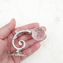 2pcs Clear Crystal Curtain Holdbacks Wall Mounted Tassel Curtain Tieback Hook