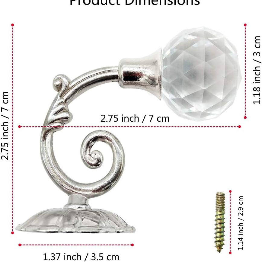 2pcs Clear Crystal Curtain Holdbacks Wall Mounted Tassel Curtain Tieback Hook