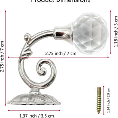 2pcs Clear Crystal Curtain Holdbacks Wall Mounted Tassel Curtain Tieback Hook
