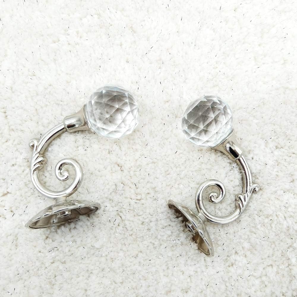 2pcs Clear Crystal Curtain Holdbacks Wall Mounted Tassel Curtain Tieback Hook