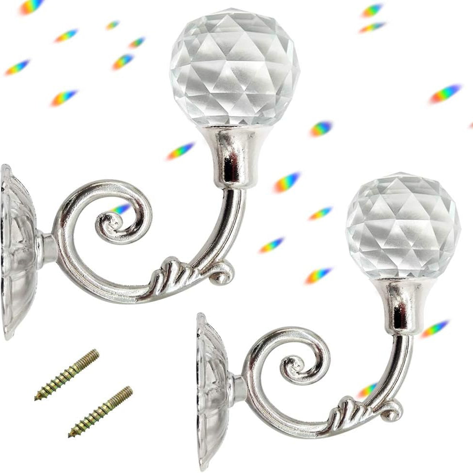 2pcs Clear Crystal Curtain Holdbacks Wall Mounted Tassel Curtain Tieback Hook