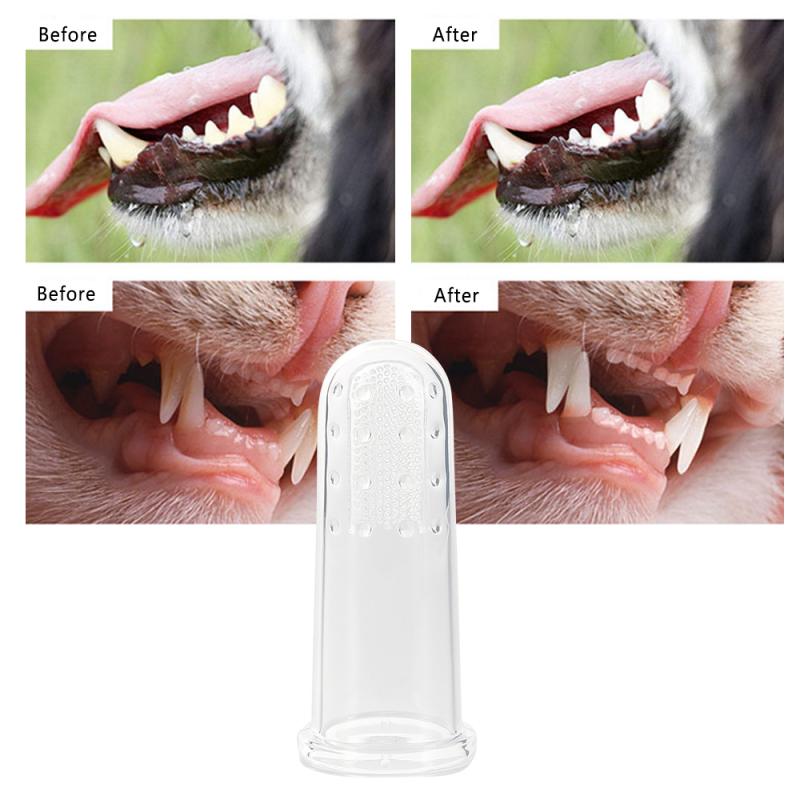 1pc Pet Toothbrush Soft Finger Cover Tooth Brushing Care Tool