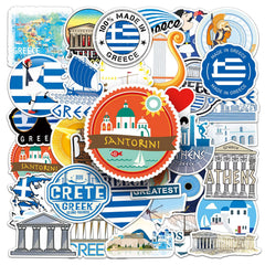 50pcs Greek Stickers Outdoor Travel DIY Luggage Waterproof Stickers