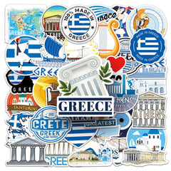 50pcs Greek Stickers Outdoor Travel DIY Luggage Waterproof Stickers