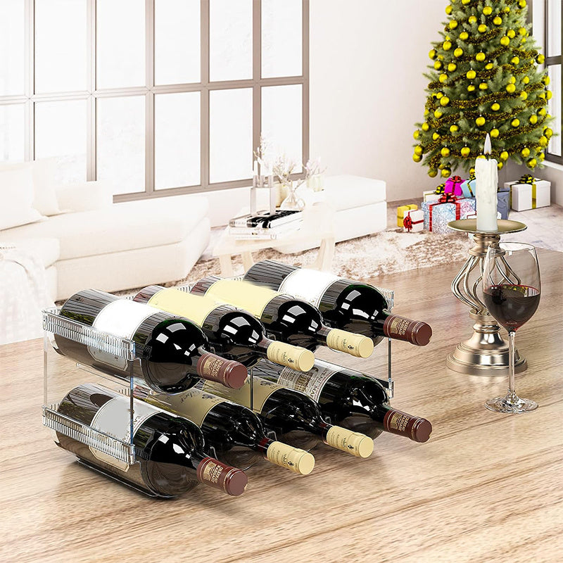 Transparent Stackable Plastic Bottle Storage Rack Cup Holder