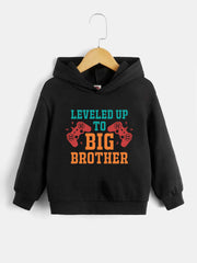 Gamepad Pattern Kid's Hoodie LEVEL UP TO BIG BROTHER Print