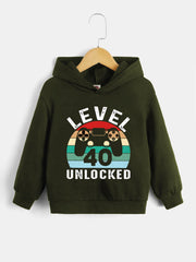 Gamepad LEVEL 40 UNLOCKED Boys Hoodie Spring Fall Kids Hoodie Tops