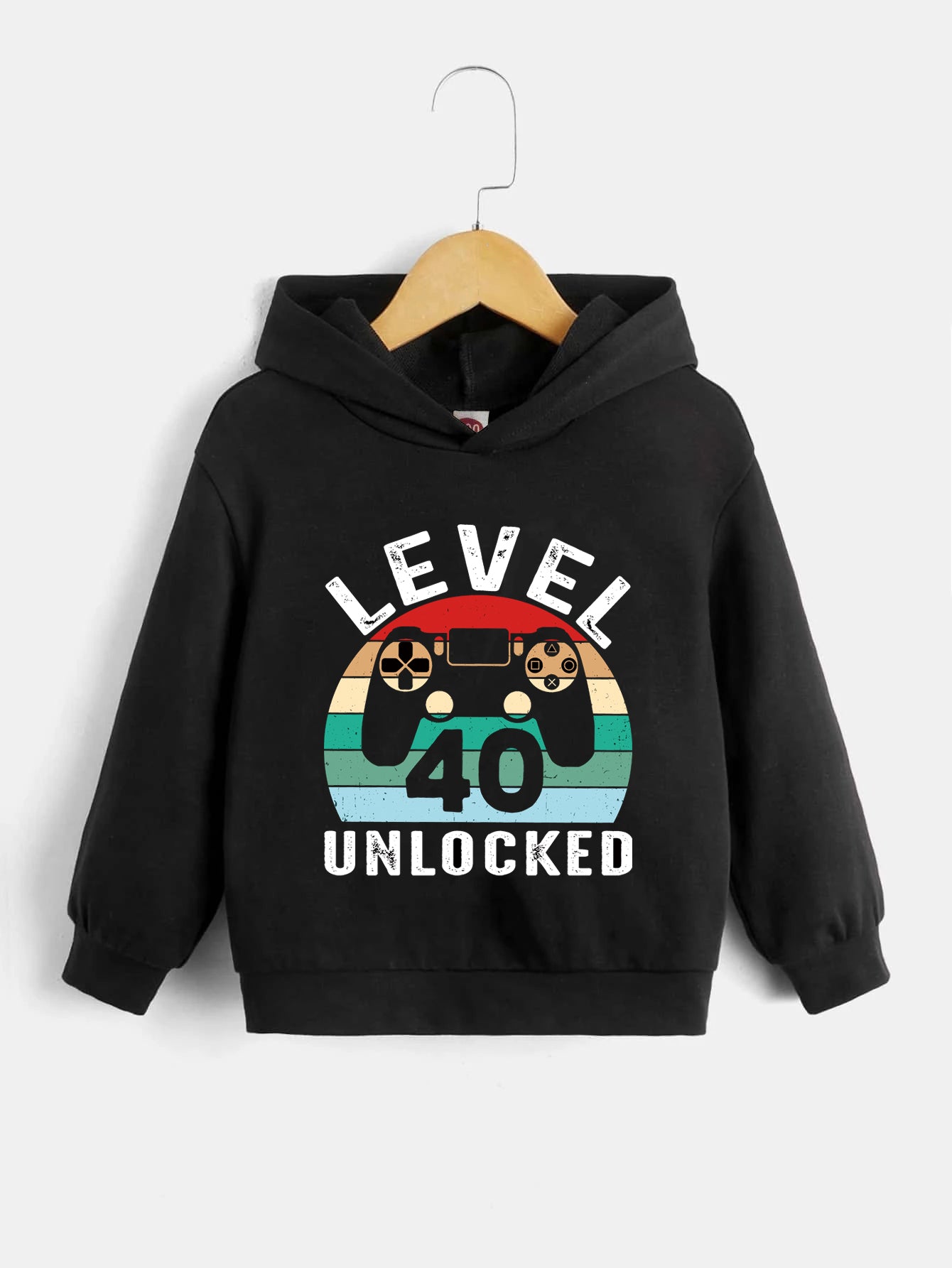 Gamepad LEVEL 40 UNLOCKED Boys Hoodie Spring Fall Kids Hoodie Tops