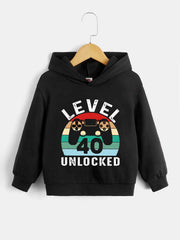 Gamepad LEVEL 40 UNLOCKED Boys Hoodie Spring Fall Kids Hoodie Tops