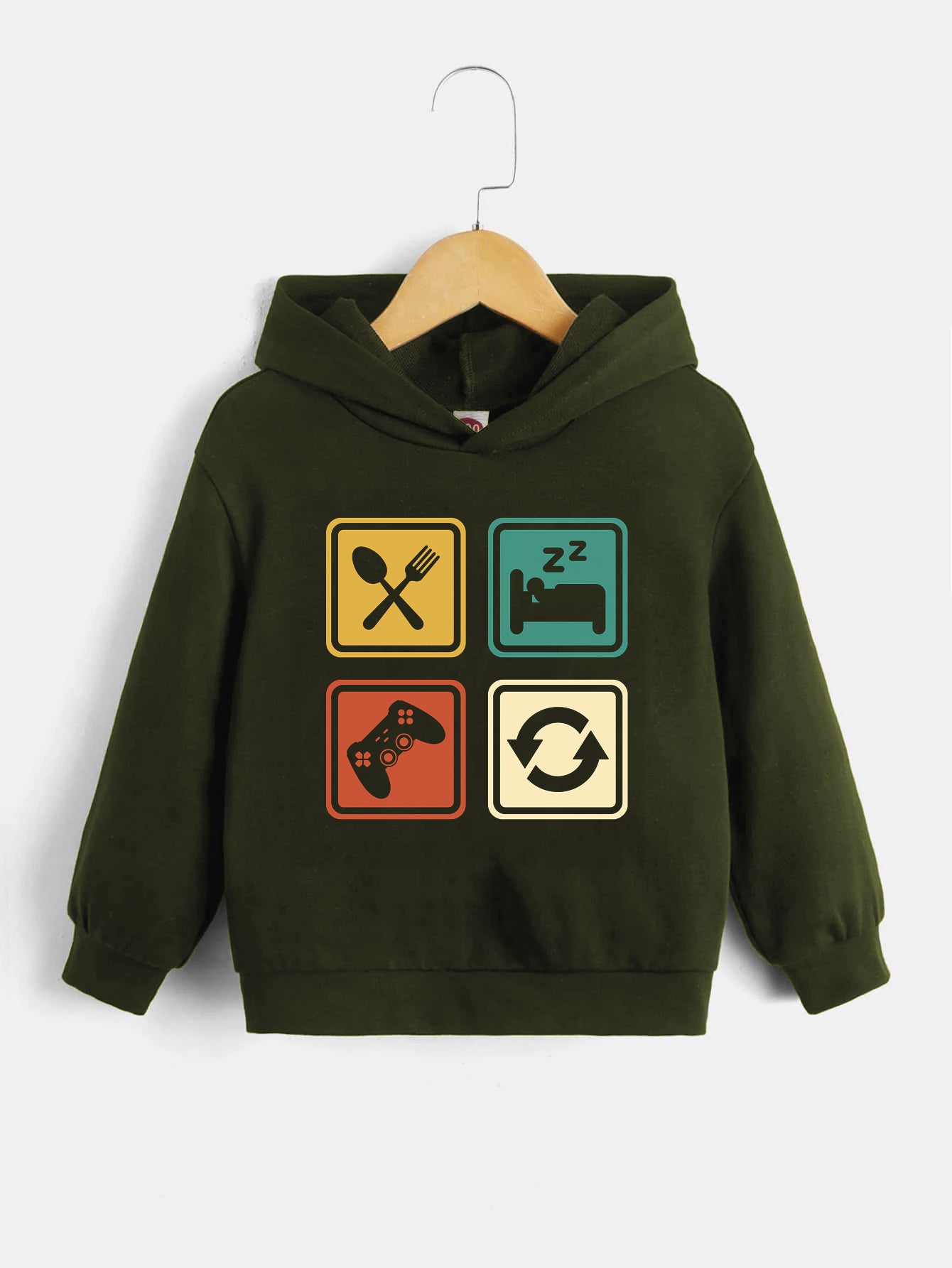 Boys Game Repeat Print Hoodies Long Sleeve Sweatshirt