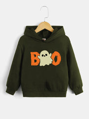 Halloween Boo Print Boys Hoodie Long Sleeve Sweatshirt