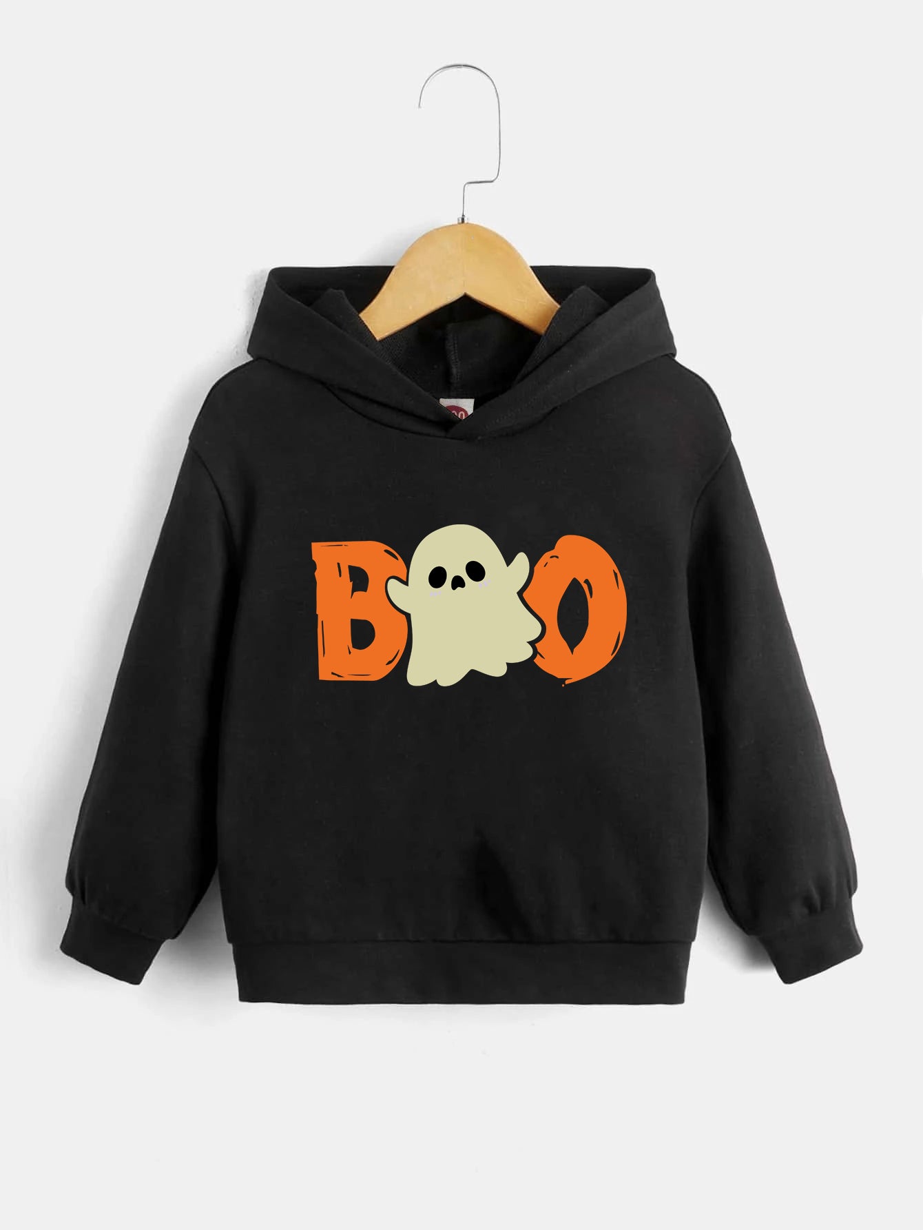 Halloween Boo Print Boys Hoodie Long Sleeve Sweatshirt
