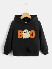 Halloween Boo Print Boys Hoodie Long Sleeve Sweatshirt