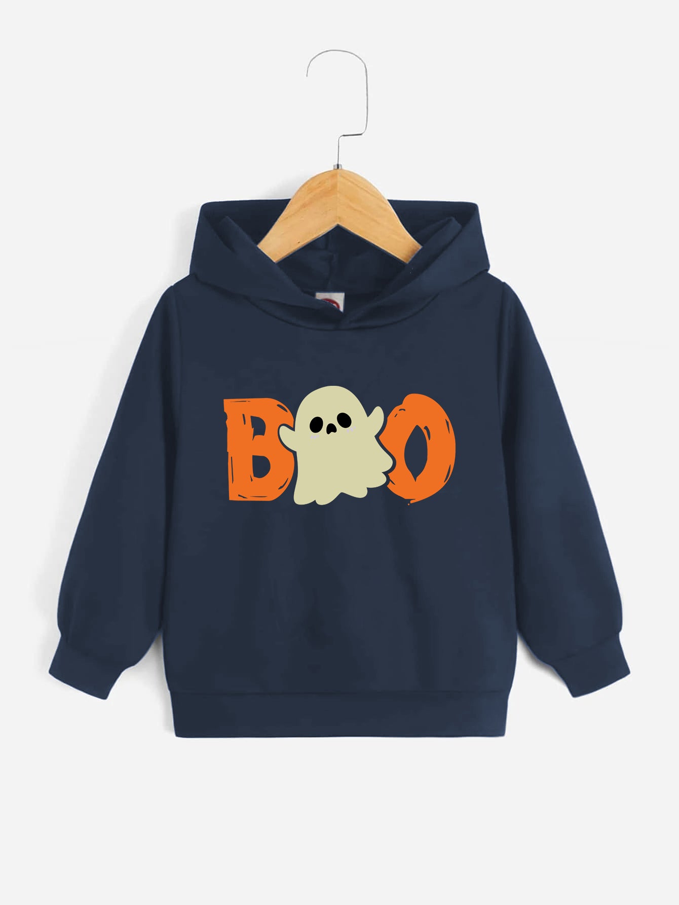 Halloween Boo Print Boys Hoodie Long Sleeve Sweatshirt