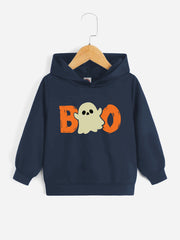 Halloween Boo Print Boys Hoodie Long Sleeve Sweatshirt