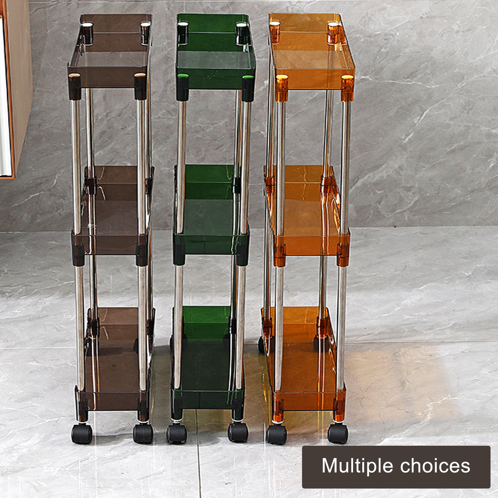 3 Tier Slim Rolling Storage Cart Bathroom Organizer Mobile Shelving Unit