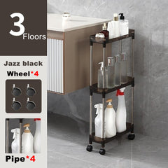 3 Tier Slim Rolling Storage Cart Bathroom Organizer Mobile Shelving Unit
