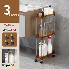 3 Tier Slim Rolling Storage Cart Bathroom Organizer Mobile Shelving Unit